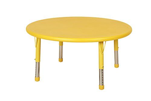 Plastic Round Table Yellow with Adjustable Legs