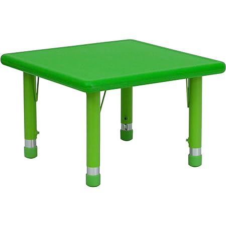 Green Square Plastic Table - Adjustable Legs