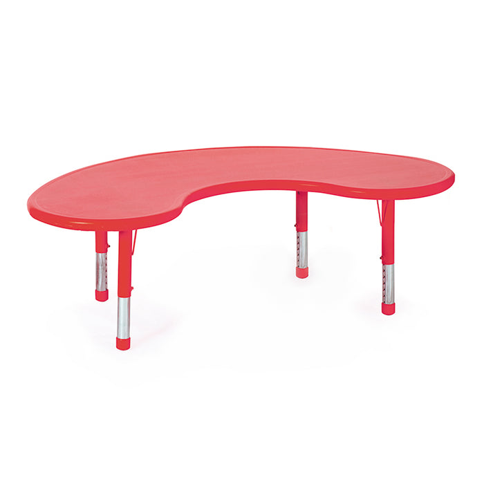 Plastic Horseshoe Table with Adjustable Legs Red