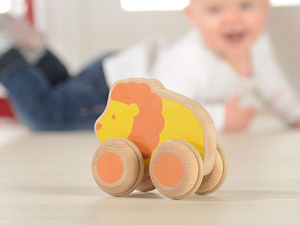 Wooden push along lion