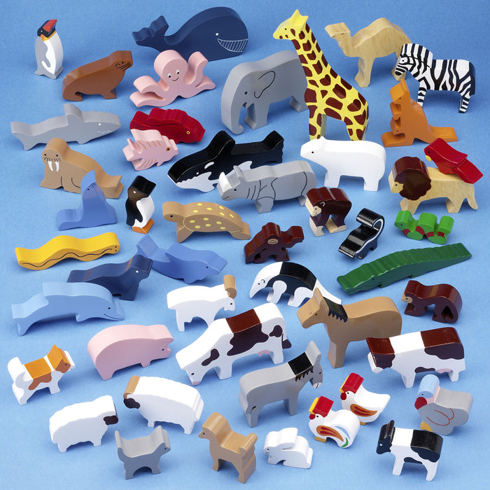 Wooden Animal Play Set - 48 Piece