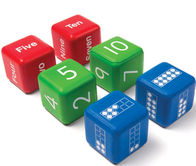 Ten Frame And Number Dice - Set Of 6