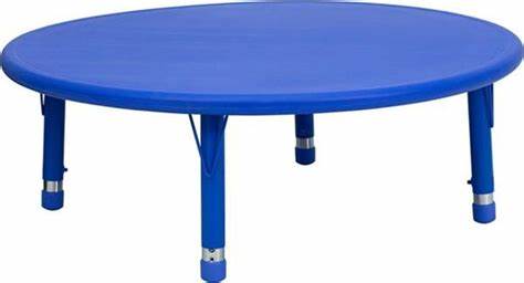 Plastic Round Table Blue with Adjustable Legs