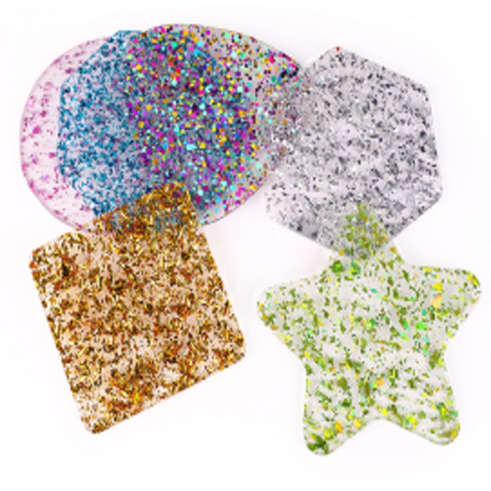 Glitter Acrylic Shapes 6 pcs