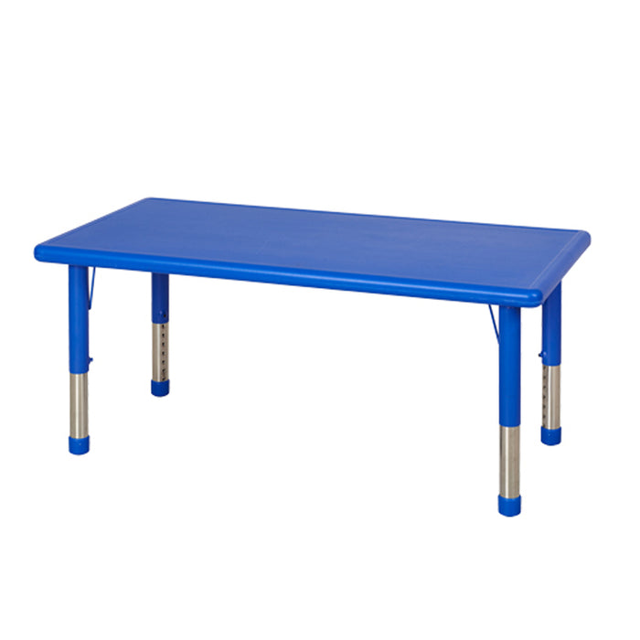 Plastic Rectangular Table Blue with Adjustable Legs