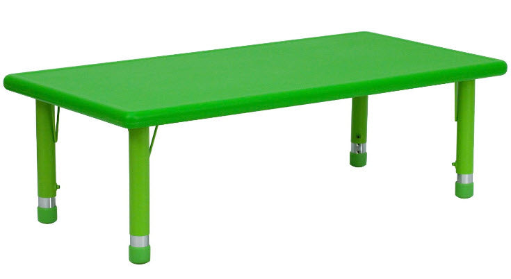 Plastic Rectangular Table Green with Adjustable Legs