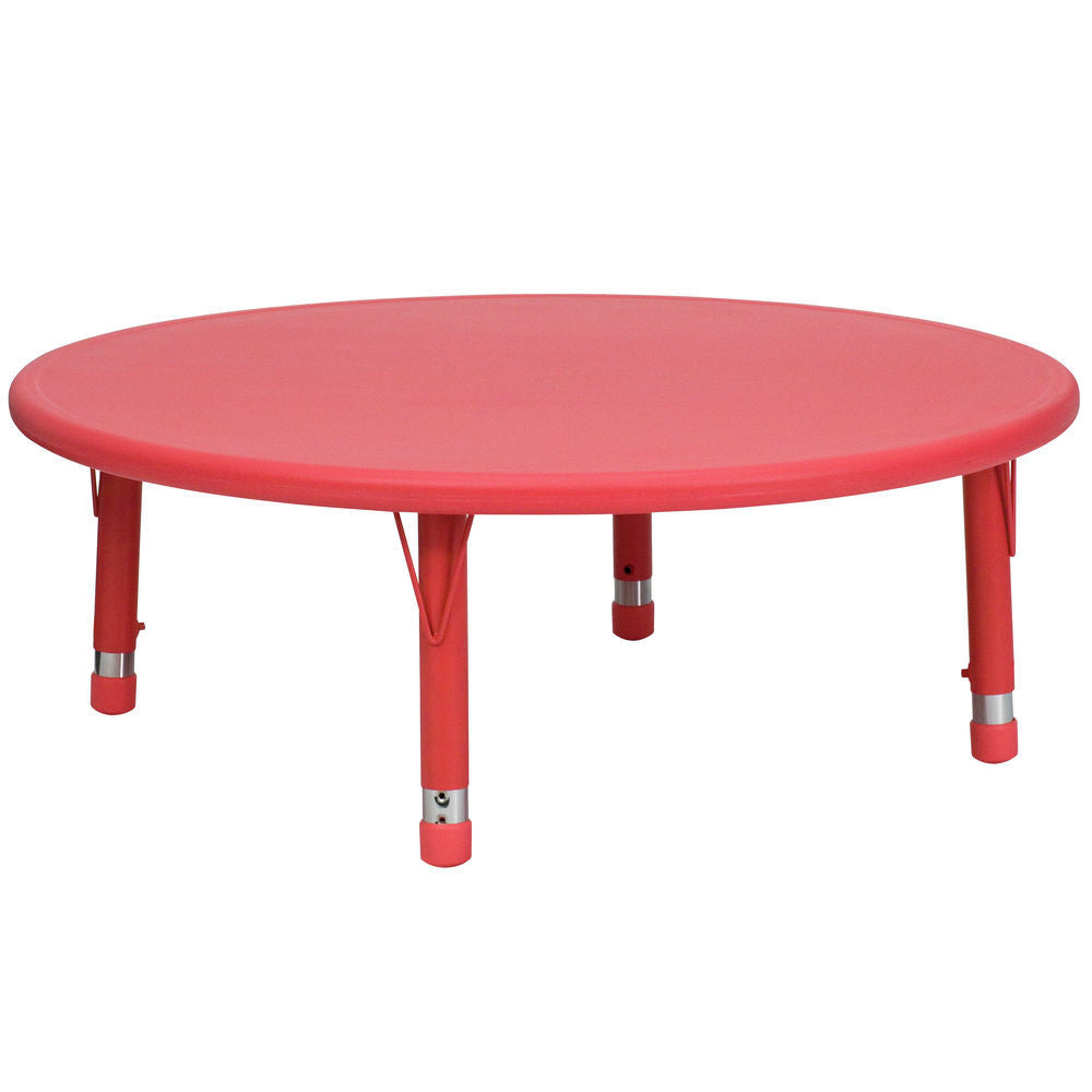 Plastic Round Table Red With Adjustable Legs Educational Toys   YCY0042Red 1200x1200 