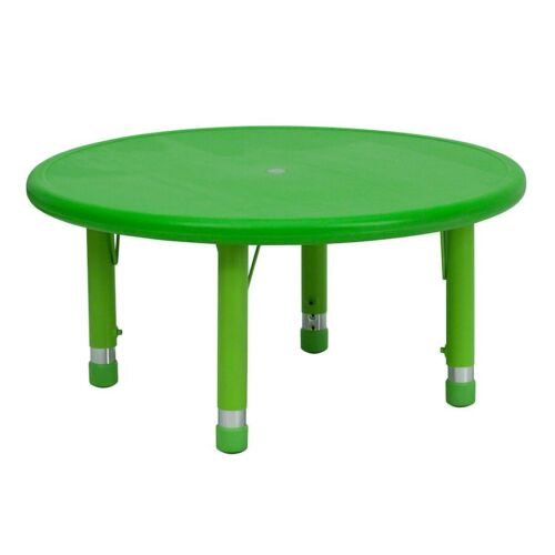 Plastic Round Table Green with Adjustable Legs